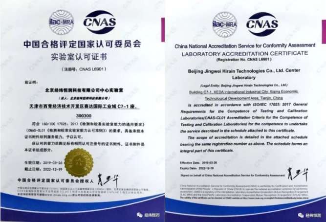 中国合格评定国家认可委员会 （CNAS）:CNAS认可证书:2019